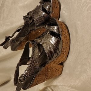 Silver platform sandals sz 8